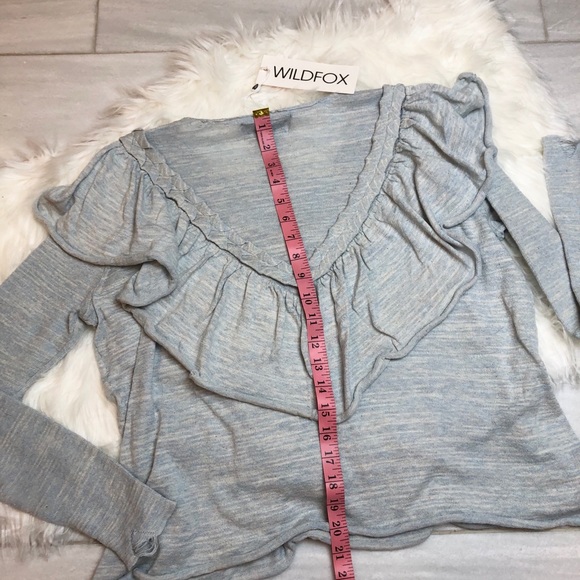 Wildfox Lais Ruffle Sweater Blue Top - Picture 6 of 8